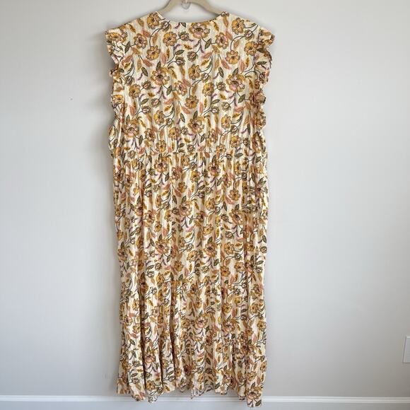 Sonoma Plus Size 4X Floral Maxi Dress Button Front Smocked Waist Swiss Dot - Picture 9 of 15